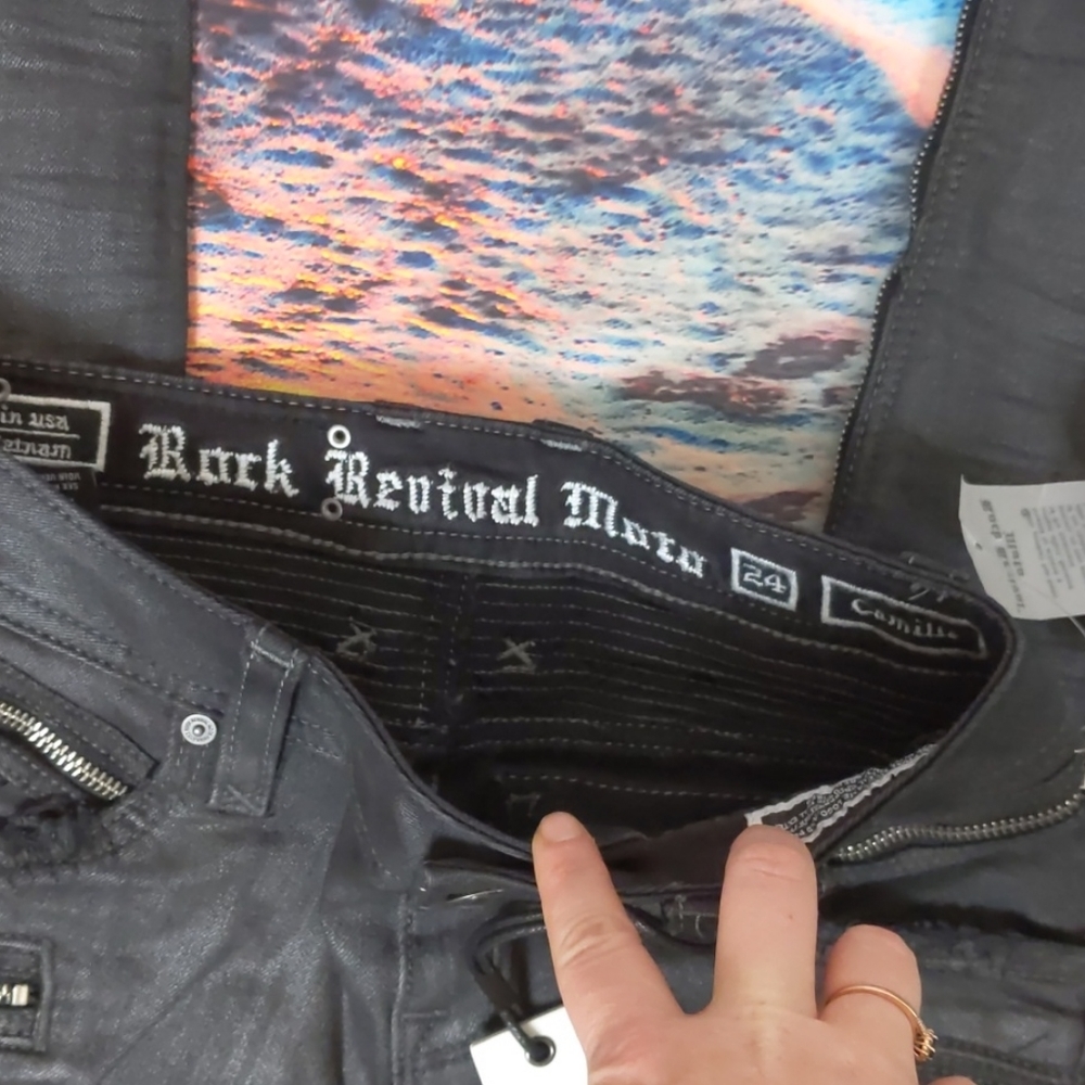 Rock REVIVAL - Skinny Jeans Coated Moto Camille size 24 - Picture 7 of 13
